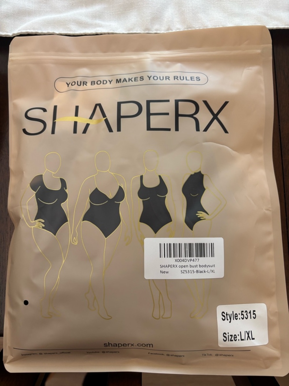 SHAPERX Black Open Bust Bodysuit - L/XL
